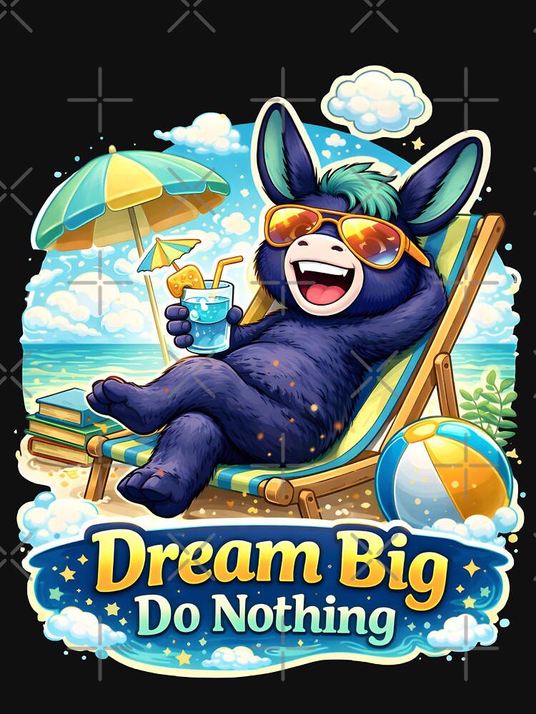 Funny Life of Donkey Cartoon with text Dream Big Do Nothing | Sarcastic Human Mind Humor Illustration |... (Image 3)