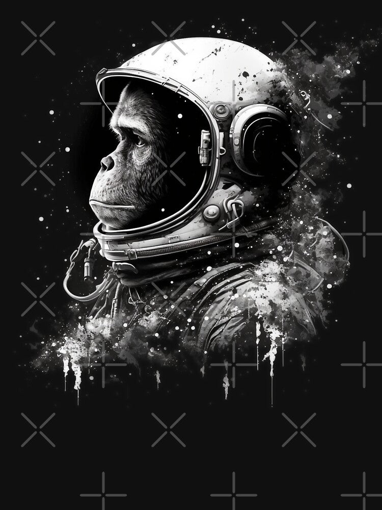 Space Monkey - Black and White Art by Top Seller ⭐⭐⭐⭐⭐ 5/5 T-Shirts, Hoodie, Sweatshirt | BlankRebels.com (Image 3)