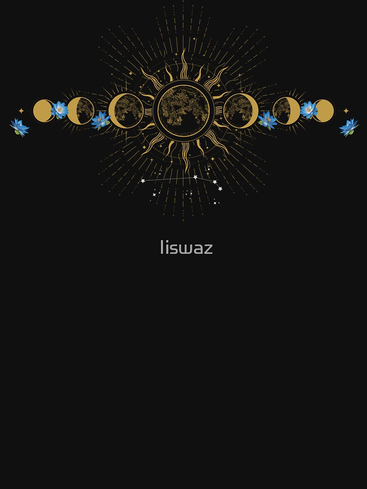 Moon Phase With Blue Lotus Flowers And Aries Constellation by Iiswaz T-Shirts, Hoodie, Sweatshirt | BlankRebels.com (Image 3)
