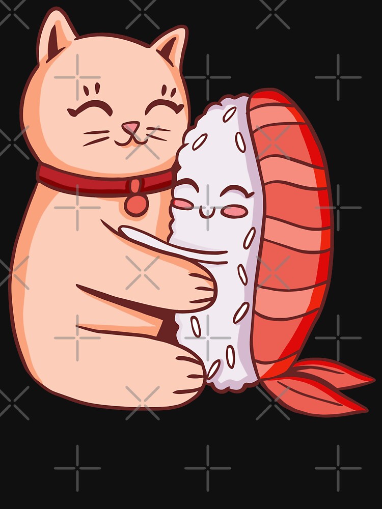 Cute Cat And Sushi Hugging by OnepixArt T-Shirts, Hoodie, Sweatshirt | BlankRebels.com (Image 3)