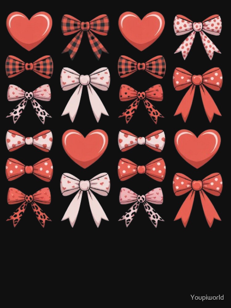 Valentine Coquette Hearts & Bows T-Shirt | Leopard Print Bow Aesthetic Shirt | Girly Valentine Outfit by Youpiworld