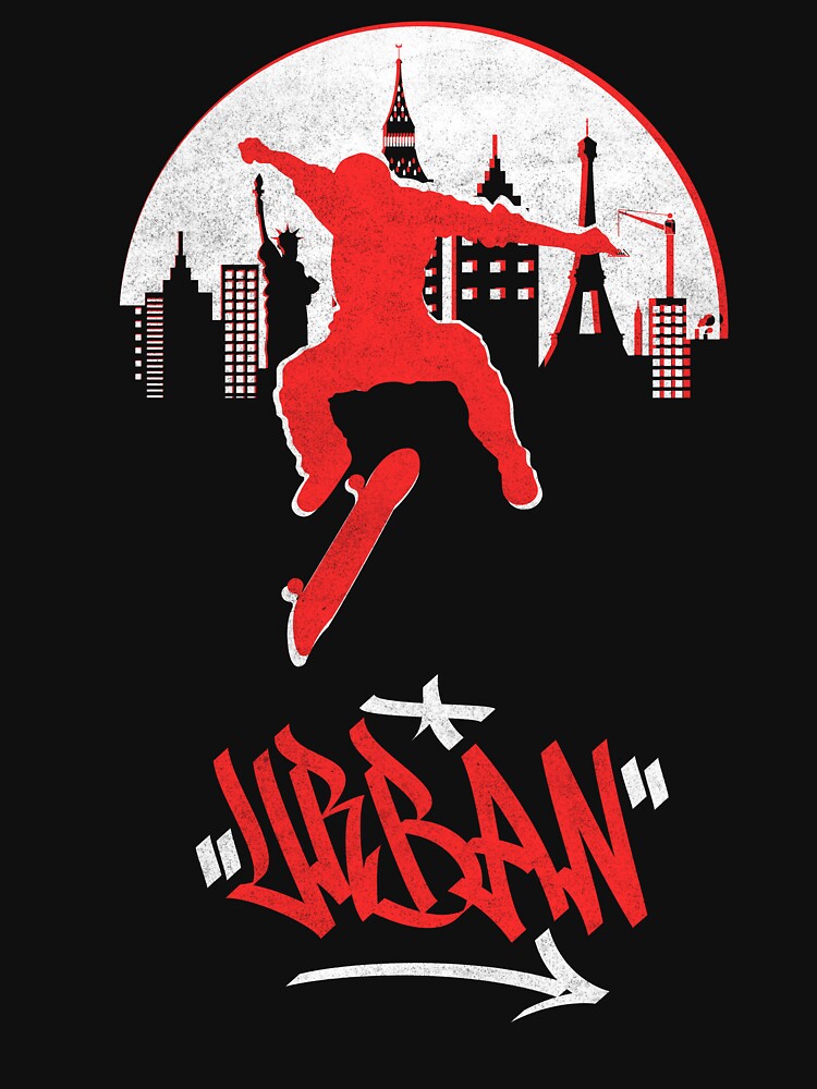 Skyline skateboarding, urban skateboard trick - skateboard by MyMartengo T-Shirts, Hoodie, Sweatshirt (Image 3)