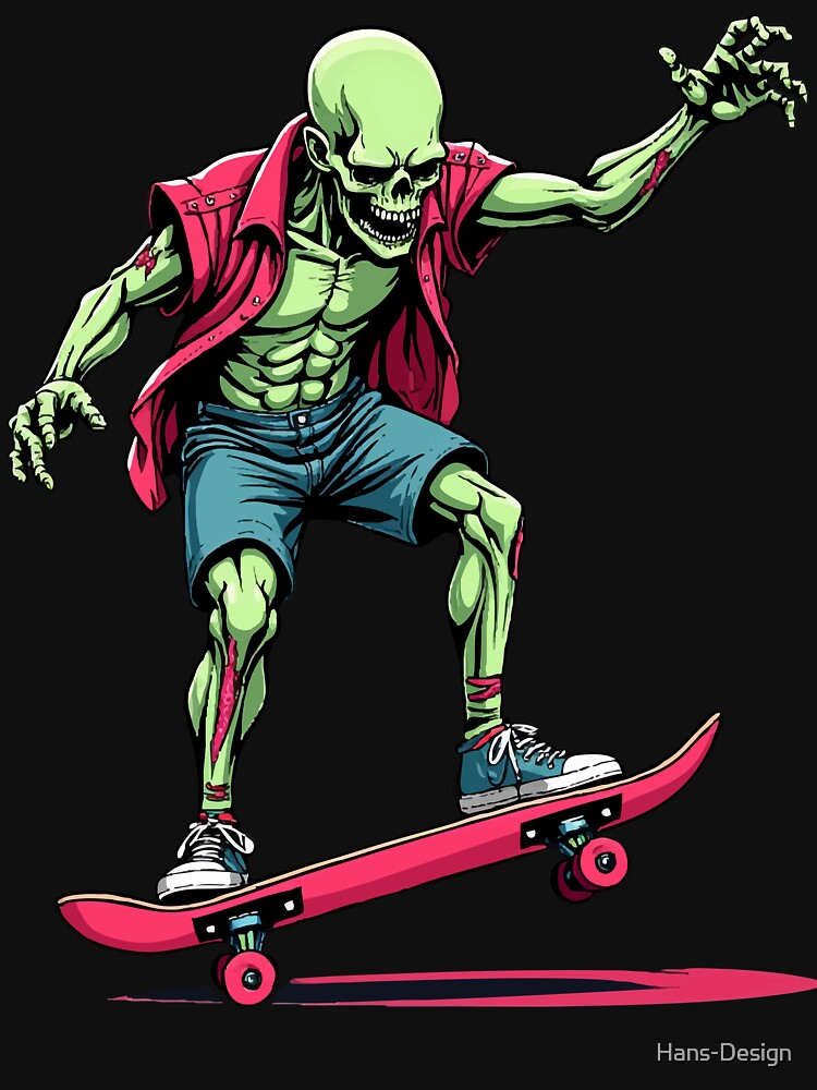 Zombie Skater – Undead doing a skateboard trick by Hans-Design T-Shirts, Hoodie, Sweatshirt | BlankRebels.com (Image 3)