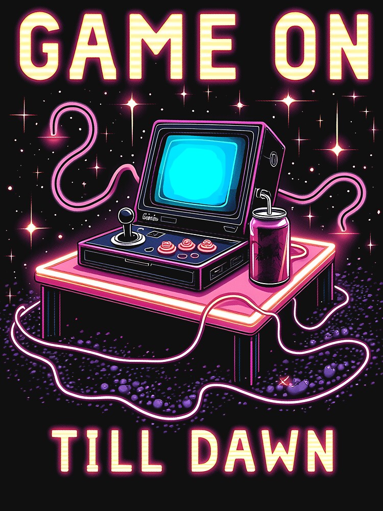 Neon Gaming All Night Long T-Shirts, Hoodie, Sweatshirt