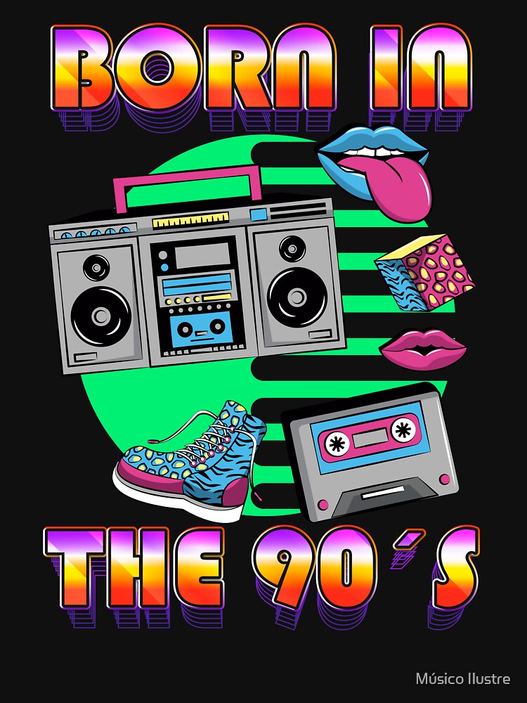 Born in the 90s Retro Gift idea for 30th birthday T-Shirt by Músico Ilustre Hoodie, Sweatshirt | BlankRebels.com (Image 3)