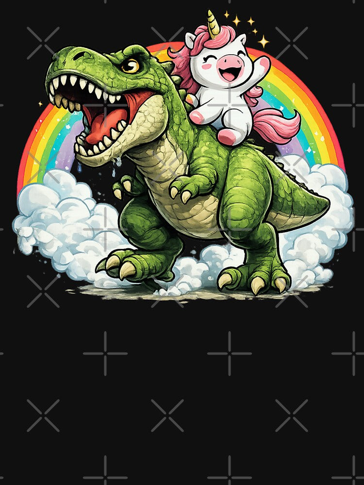 Unicorn Riding Dinosaur – Cute Fantasy Unicorn & Dino Graphic | Whimsical T-Shirt & Gifts by Teetreasure2... (Image 3)