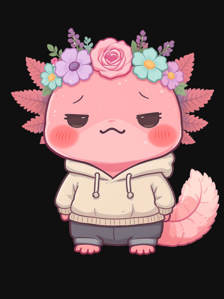 Funny Cute Axolotl with Flower Crown – Playful Valentine Illustration by ColorSplash123 T-Shirts, Hoodie,... (Image 3)