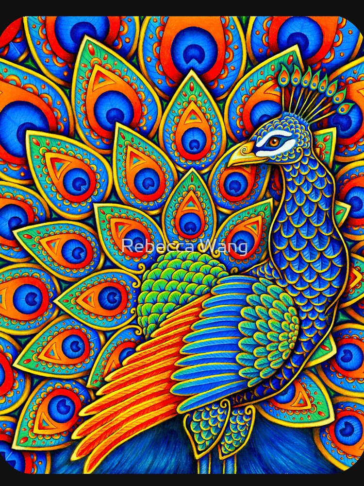 Colorful Paisley Peacock Rainbow Bird by Rebecca Wang T-Shirts, Hoodie, Sweatshirt | BlankRebels.com (Image 3)
