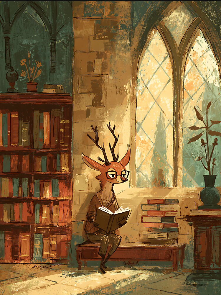 Light Academia Art: Deer's Poetry Reading by bapupa T-Shirts, Hoodie, Sweatshirt | BlankRebels.com (Image 3)