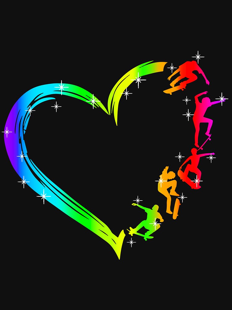 Gradient Heart Skateboarding T-Shirts, Hoodie, Sweatshirt