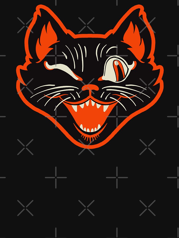 CTKR Studio Retro Style Vintage Inspired Halloween Black Cat Winking Face by ctkrstudio T-Shirts, Hoodie,... (Image 3)
