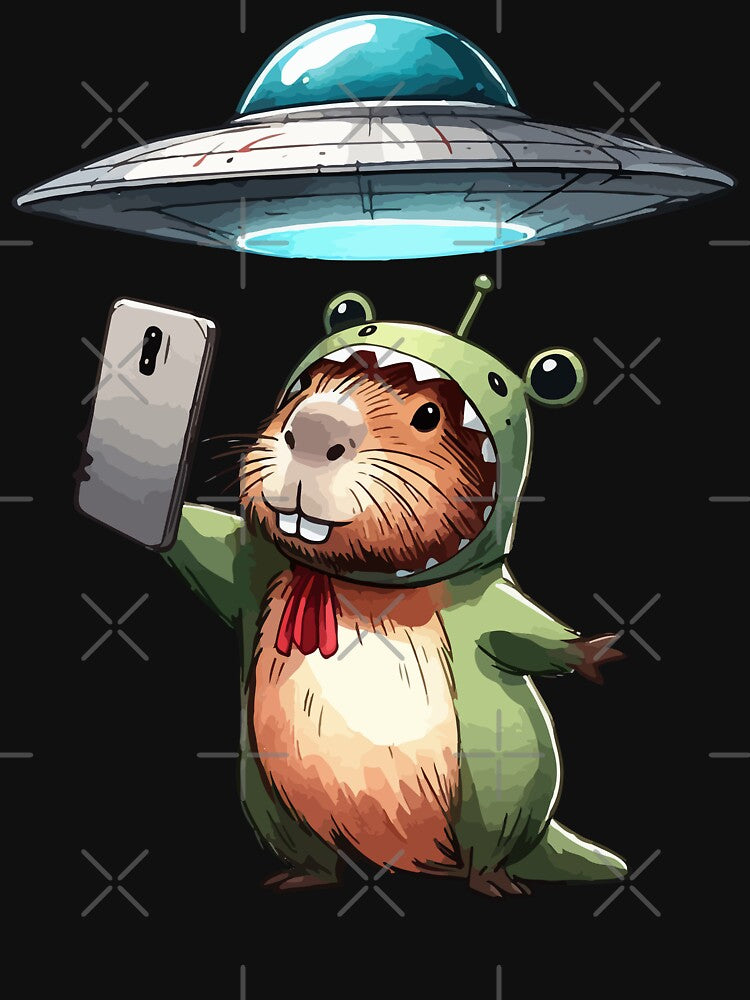 Kawaii Capybara Selfie With Ufo by TomFrontierArt T-Shirts, Hoodie, Sweatshirt | BlankRebels.com (Image 3)