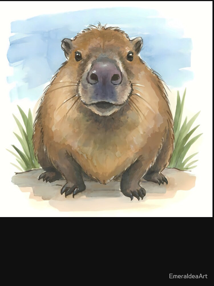 Watercolor Capybara Front Portrait Pastel Artwork T-Shirts, Hoodie, Sweatshirt