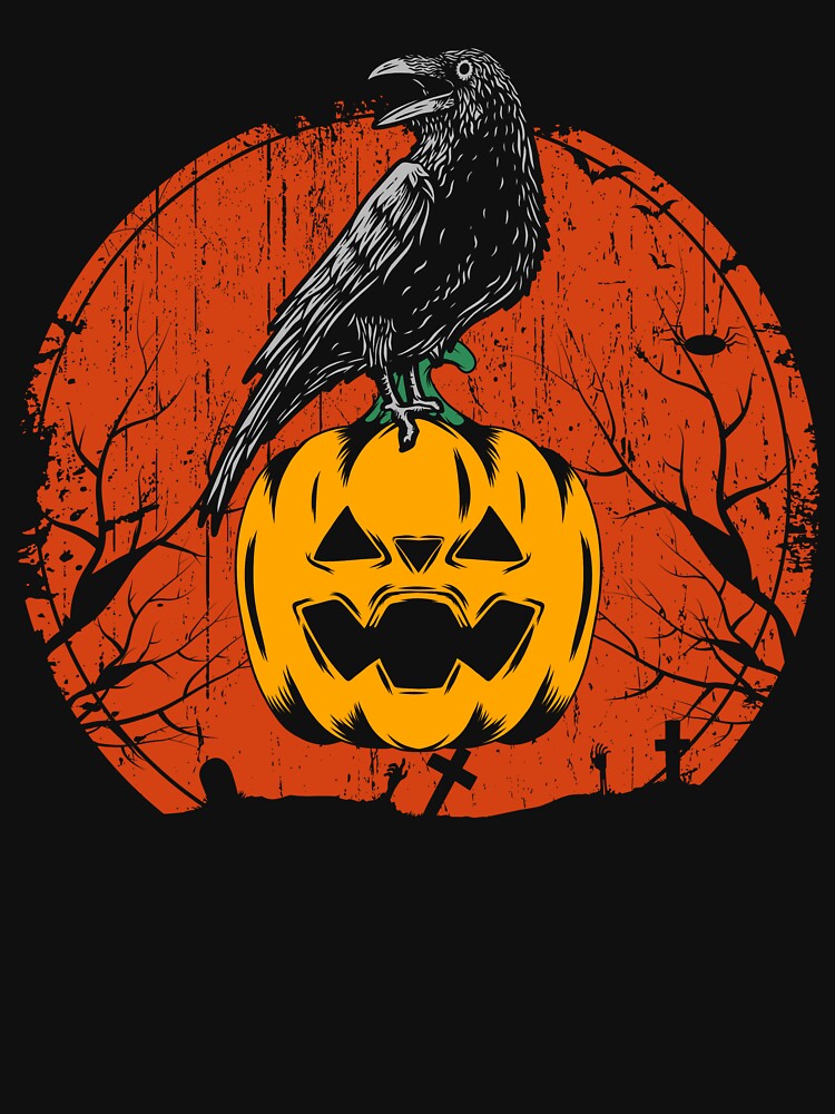 Raven Crow Pumpkin Halloween by DNW-art T-Shirts, Hoodie, Sweatshirt | BlankRebels.com (Image 3)