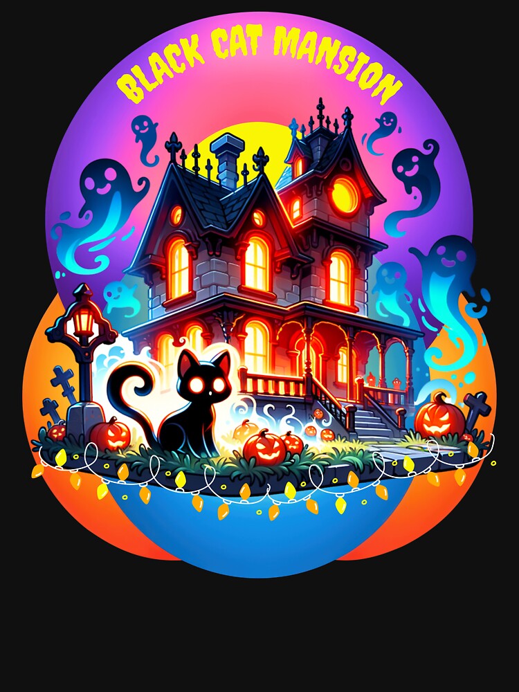 Black Cat Mansion by I-I-Trading-Co T-Shirts, Hoodie, Sweatshirt | BlankRebels.com (Image 3)
