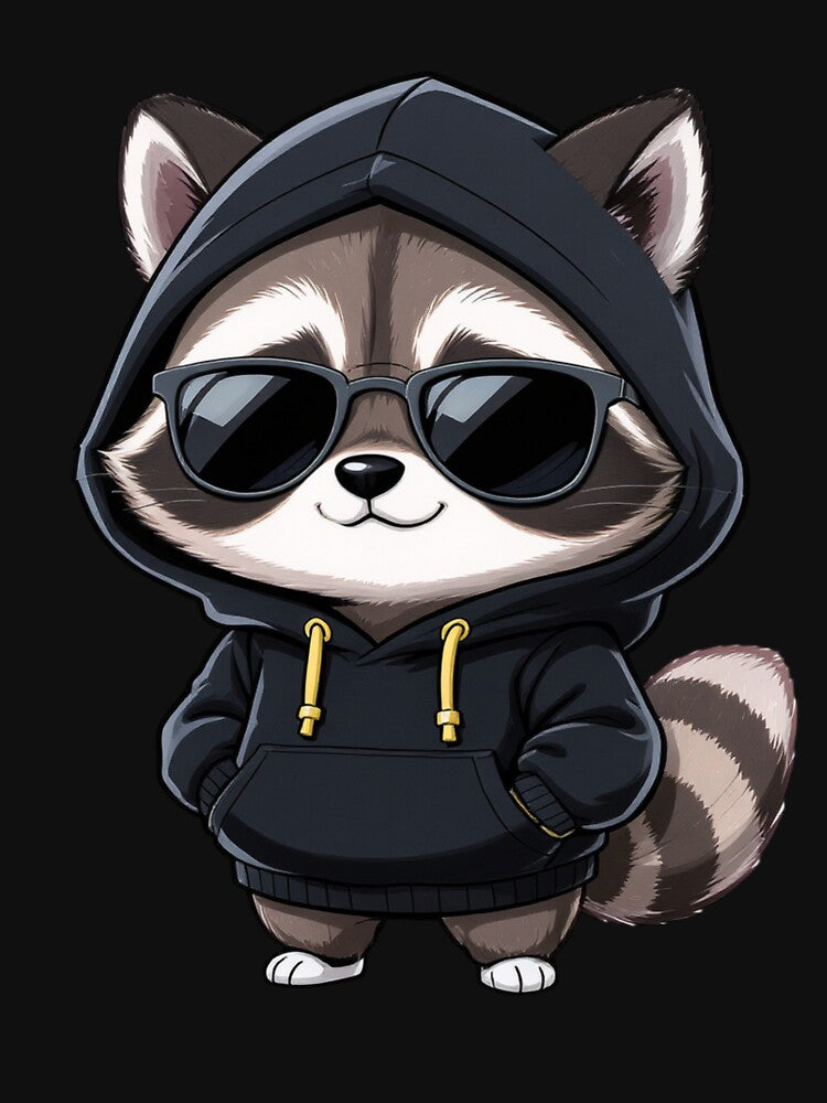 Cool Kawaii Raccoon in Hoodie | Funny Chibi Streetwear Raccoon by ColorSplash123 T-Shirts, Sweatshirt (Image 3)