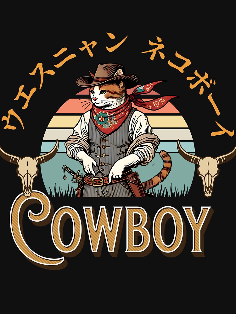 Western Cat Cowboy with Retro Style by peach-lab01 T-Shirts, Hoodie, Sweatshirt | BlankRebels.com (Image 3)
