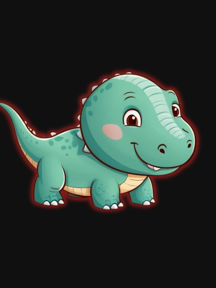 Cute Cartoon Dinosaur with Red Outline by liman2000 T-Shirts, Hoodie, Sweatshirt | BlankRebels.com (Image 3)
