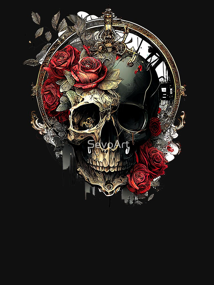 Steampunk style design - Skull with Roses Vintage Gothic by SevoArt T-Shirts, Hoodie, Sweatshirt | BlankRebels.com (Image 3)