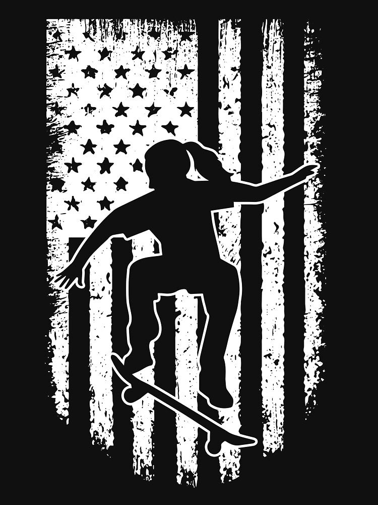 Skateboarding USA Flag Black White T-Shirts, Hoodie, Sweatshirt