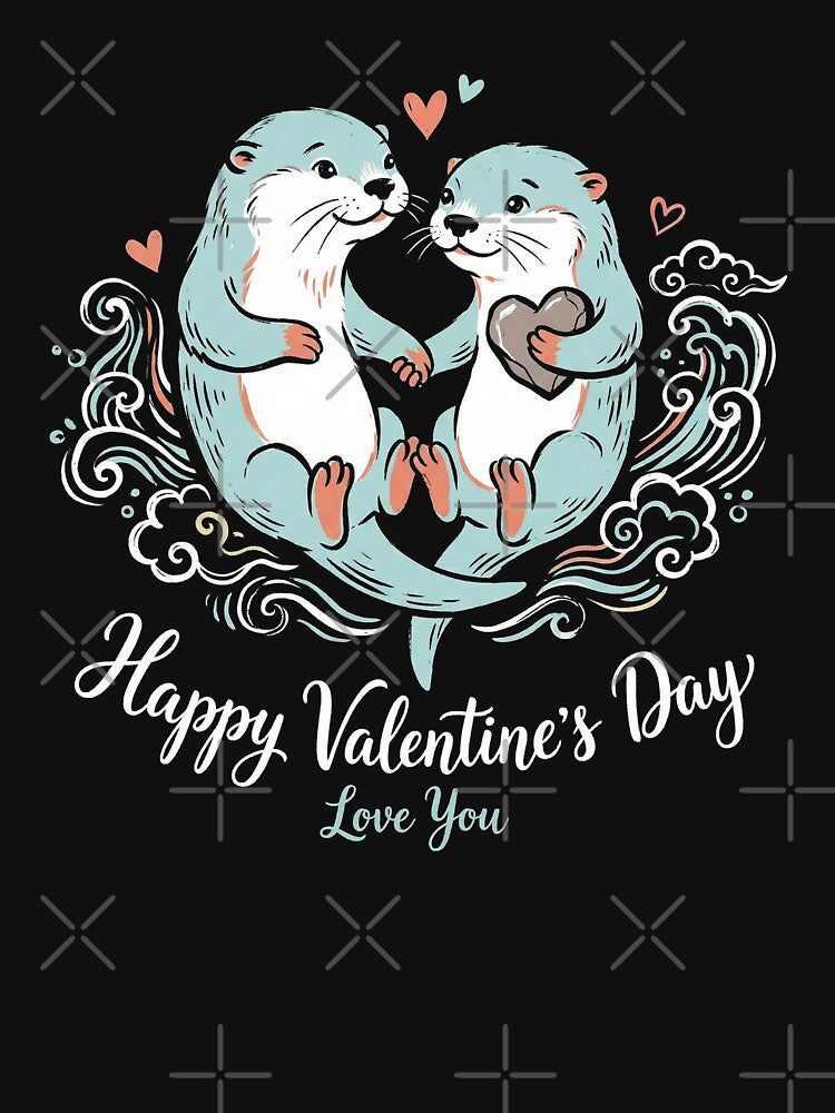 Adorable Sea Otters Holding Hands Heart Rock Valentine Art by zzz888 T-Shirts, Hoodie, Sweatshirt | BlankRebels.com (Image 3)