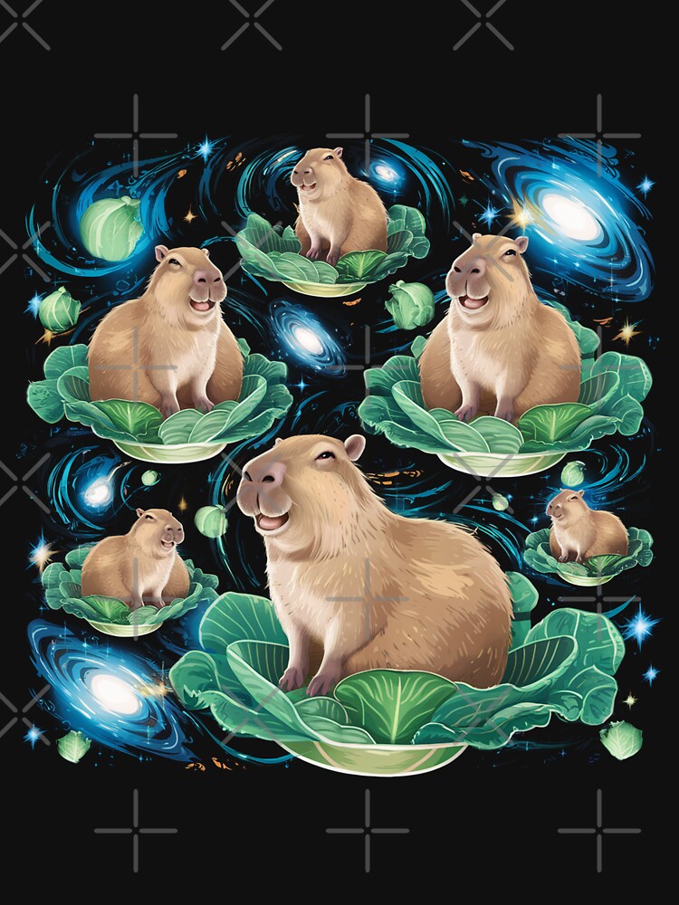 Space Capybara Favorite Cabbage, Galaxy Capybaras by Damcoc