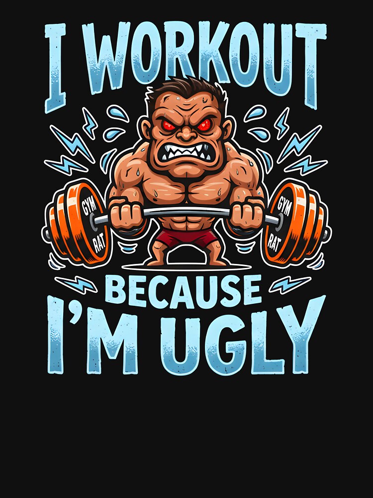 I Workout Because I’m Ugly - Funny Gym Rat Muscle Man by WavesStation T-Shirts, Hoodie, Sweatshirt (Image 3)
