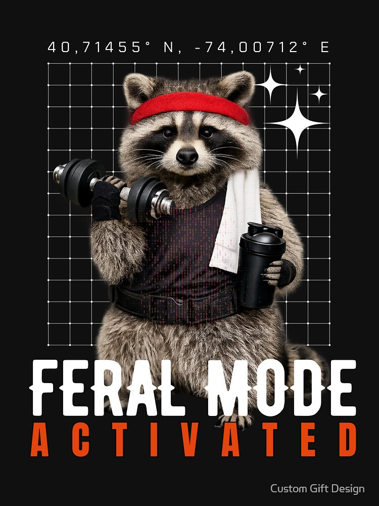 Feral Mode Activated – Gym Raccoon Workout Meme by Custom Gift Design T-Shirts, Hoodie, Sweatshirt (Image 3)