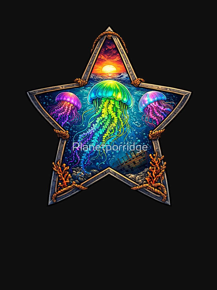 Vibrant Jellyfish Sunset by Planetporridge T-Shirts, Hoodie, Sweatshirt | BlankRebels.com (Image 3)