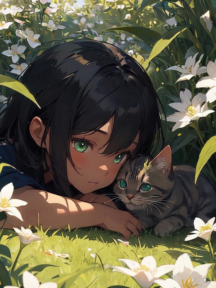 Anime Girl Cat Shoulder Portrait Art T-Shirts, Hoodie, Sweatshirt