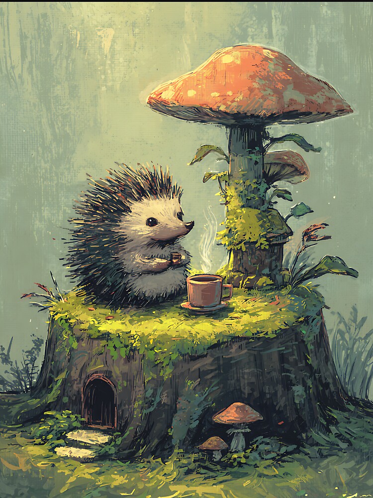 Cottagecore Art: Hedgehog's Cozy Teatime by bapupa T-Shirts, Hoodie, Sweatshirt | BlankRebels.com (Image 3)