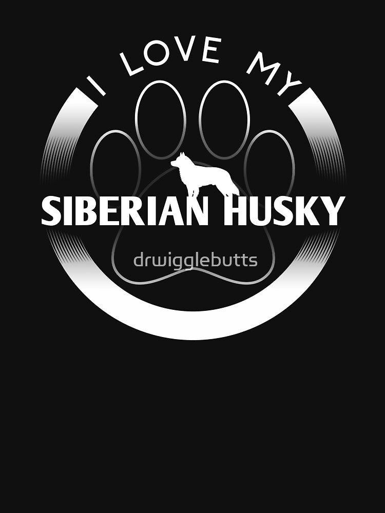 Siberian Husky Lover Design I Love My Siberian Husky Circle Paw Simple Logo Dog Silhouette by drwigglebutts... (Image 3)