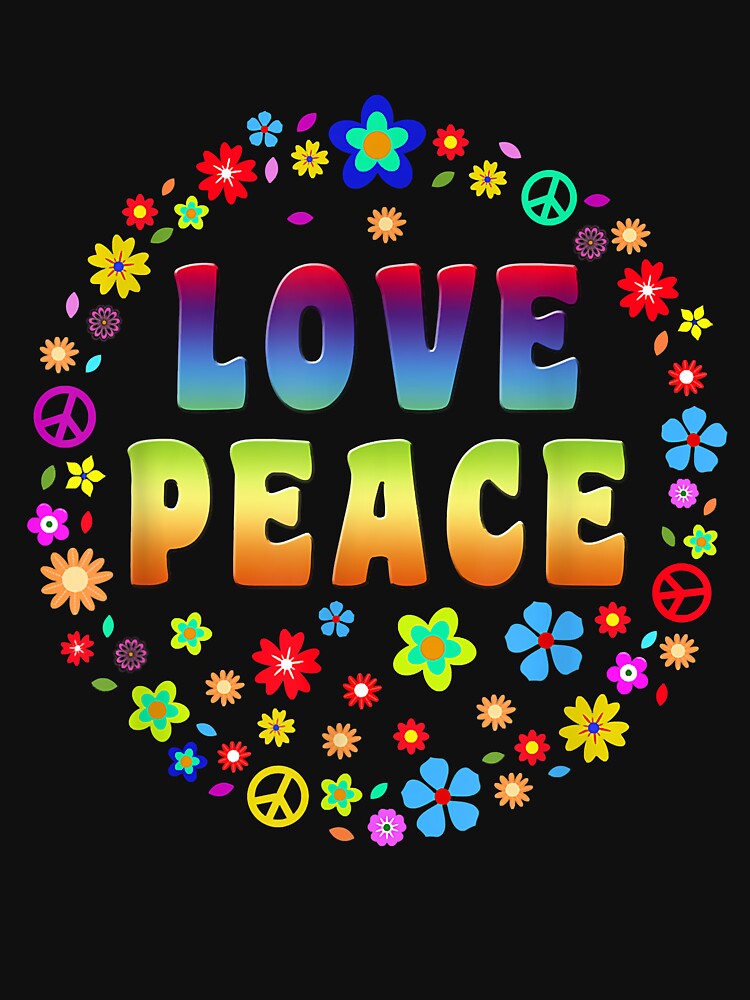 Peace Sign Love 70s Hippie by shannange T-Shirts, Hoodie, Sweatshirt | BlankRebels.com (Image 3)