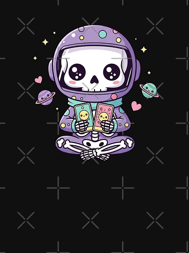 Cute Skeleton Reading Tarot in Space by Pluto ⭐️ T-Shirts, Hoodie, Sweatshirt | BlankRebels.com (Image 3)
