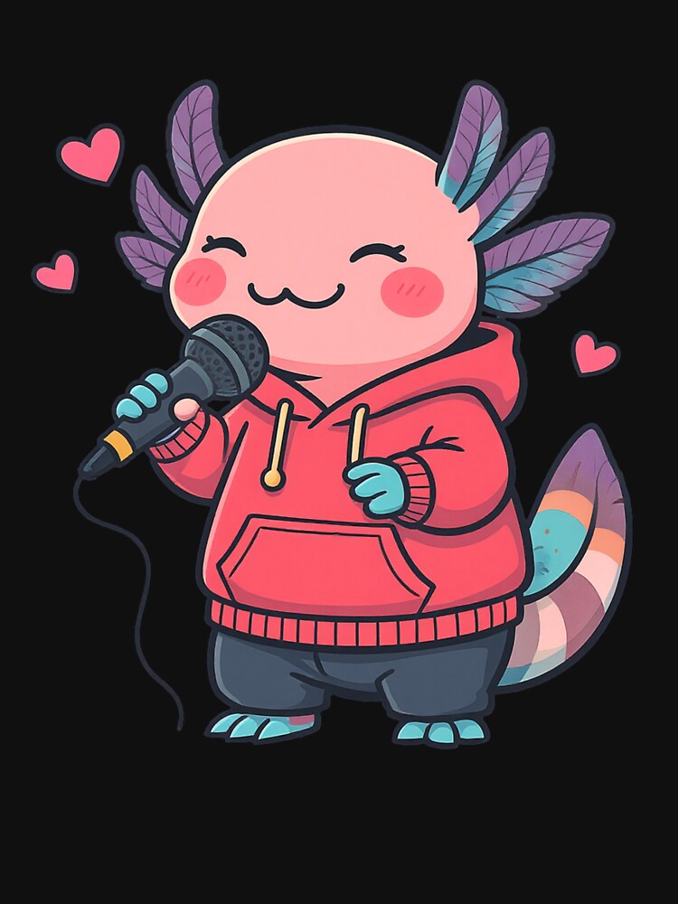 Love Song Axolotl – Sweet Romantic Music Illustration by ColorSplash123 T-Shirts, Hoodie, Sweatshirt (Image 3)