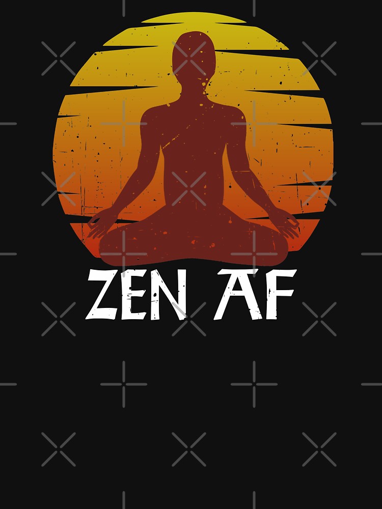 Zen AF Funny Yoga Quotes and Saying Men Women Meditation in Lotus Pose Graphic Vintage Sunrise by alenaz