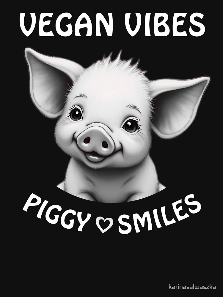 Vegan Vibes Piggy Smiles, Baby Pig, Cute Animals, Vegan Tees, Animal Rights Shirts, by karinasalwaszka Hoodie,... (Image 3)