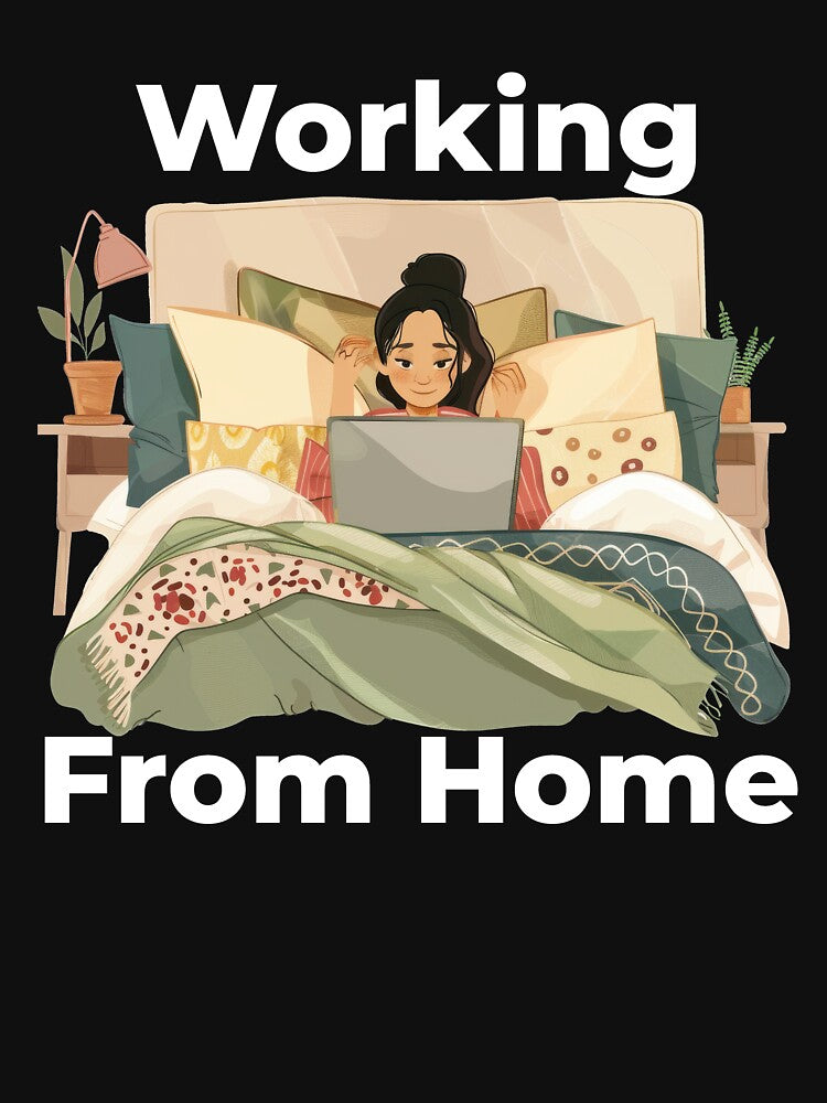 Working From Home Woman In Bed by Wormy-23