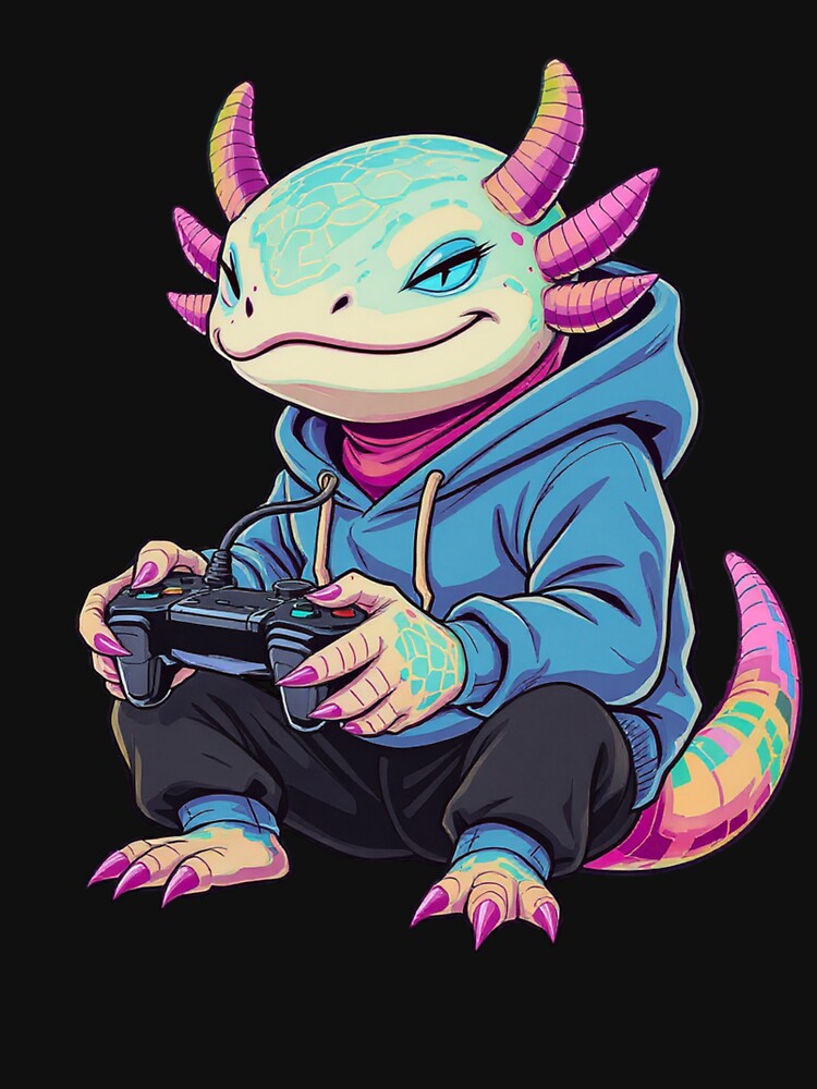 Gaming Axolotl (Pro Gamer) – Chill Gamer Aesthetic Illustration by ColorSplash123 T-Shirts, Hoodie, Sweatshirt (Image 3)