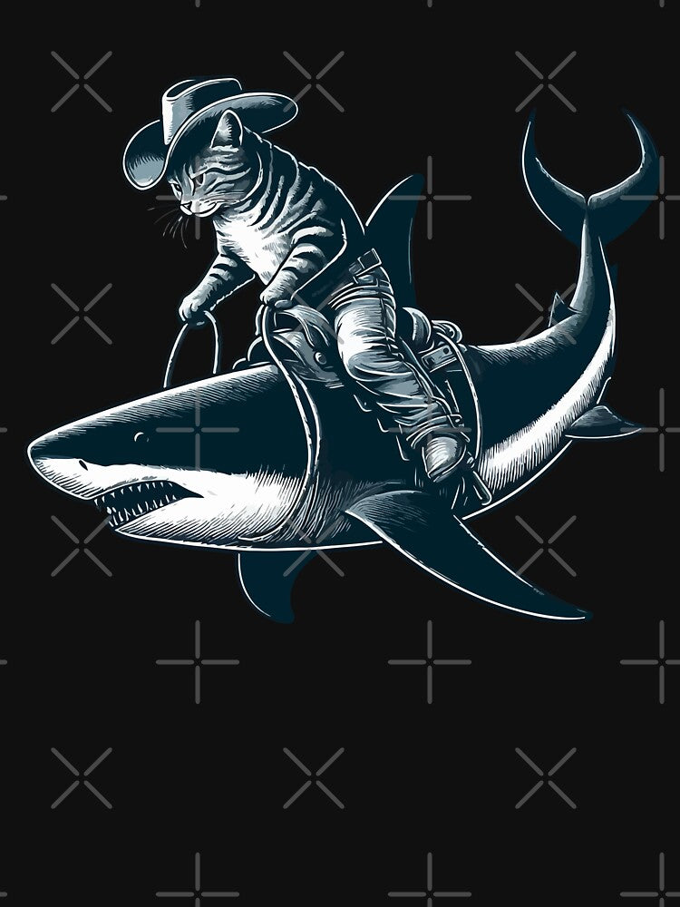 Meowdy Texas Cowboy Rodeo Cat Ride On Shark by TomFrontierArt T-Shirts, Hoodie, Sweatshirt | BlankRebels.com (Image 3)