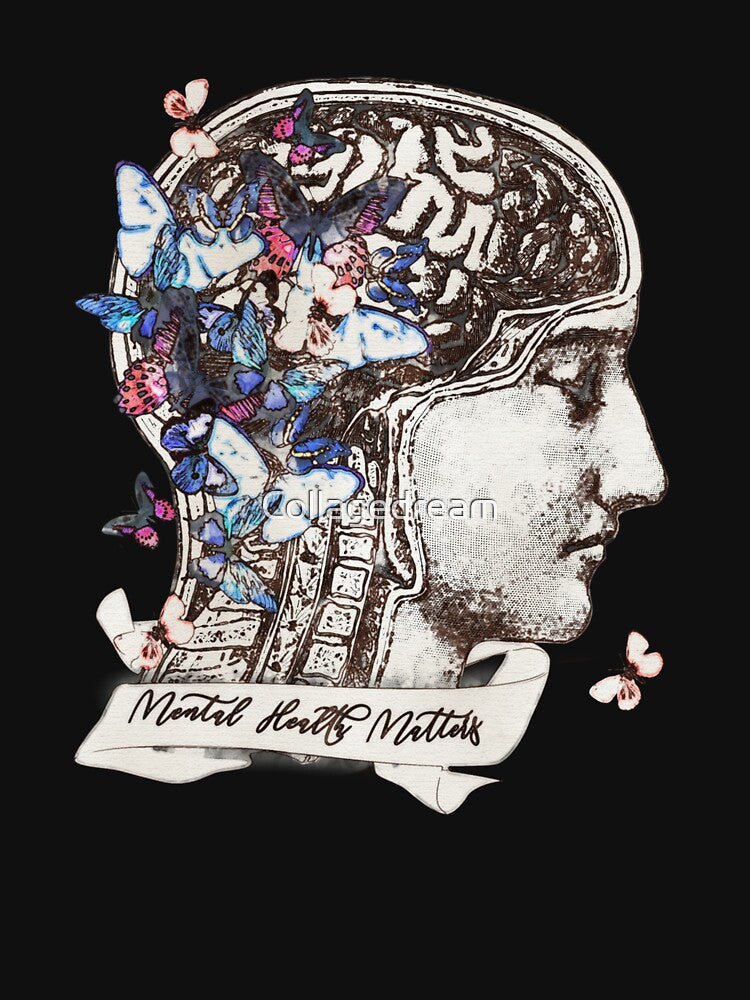 Brain watercolor butterflies floral mental health, brain psychology, mental health matters by Collagedream... (Image 3)