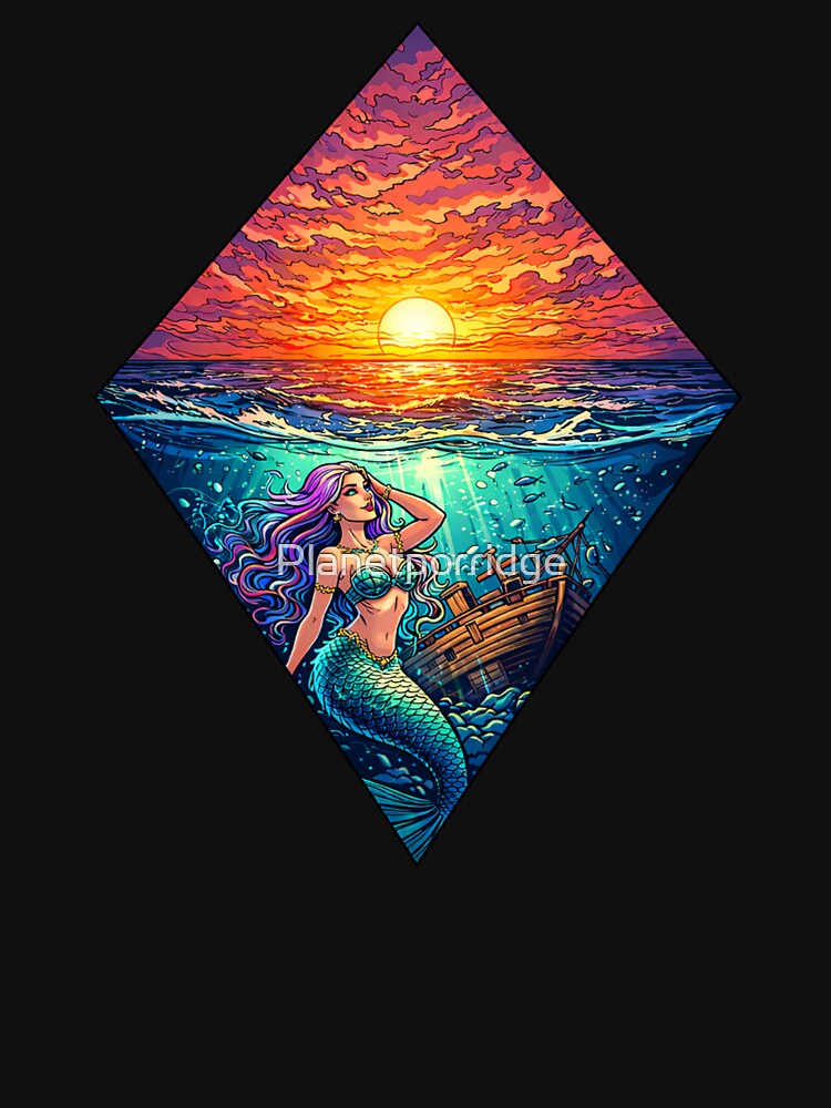 Mermaid Sunset Artwork by Planetporridge T-Shirts, Hoodie, Sweatshirt | BlankRebels.com (Image 3)
