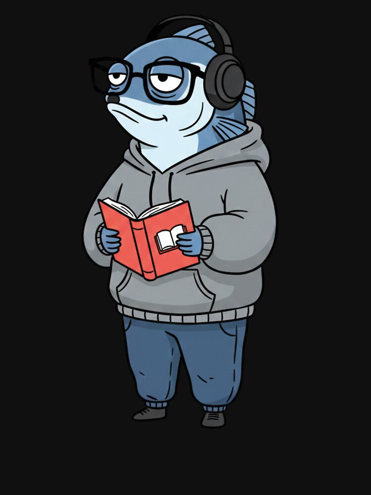 Sardine Reading Books – Sleepy Nerdy Hoodie Cartoon by ColorSplash123