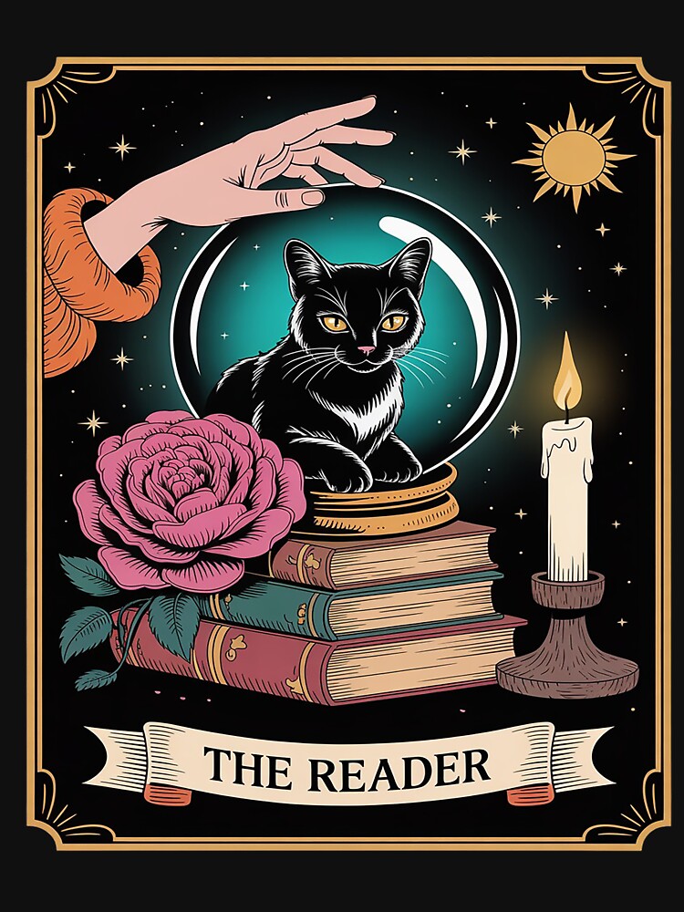 Tarot Card Reader Fortune Cat Crystal by Libbysharts T-Shirts, Hoodie, Sweatshirt | BlankRebels.com (Image 3)