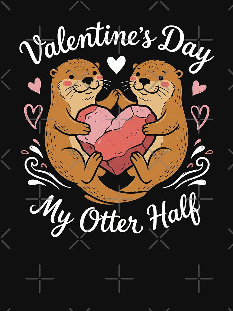 Cute Sea Otters My Otter Half Pun Heart Rock Illustration by zzz888 T-Shirts, Hoodie, Sweatshirt | BlankRebels.com (Image 3)