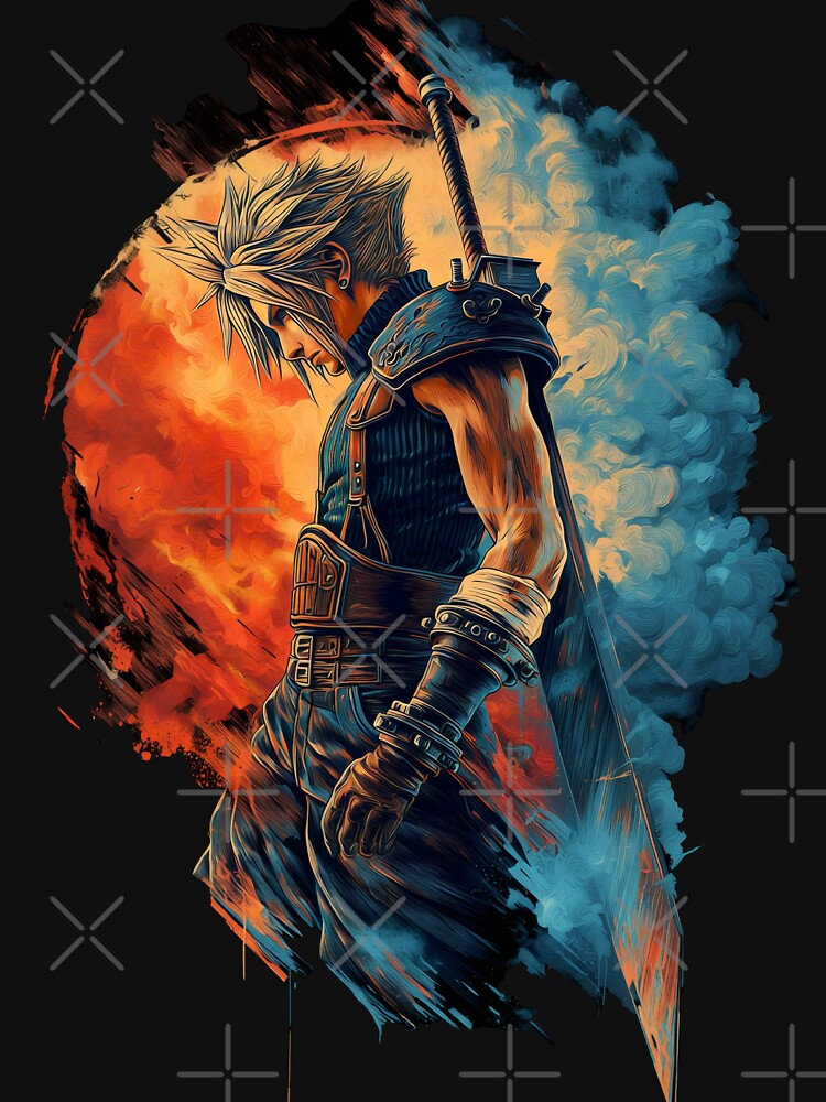 Cloud Strife FF7 Final Fantasy Art Design by Senpaiwaves