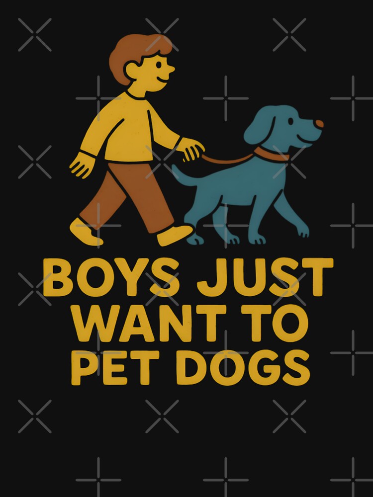 Boys Just Want to Pet Dogs T-Shirt | Cute Naive Design Dog Lover Tee | Retro Hand-Drawn Graphic Shirt for Dog... (Image 3)