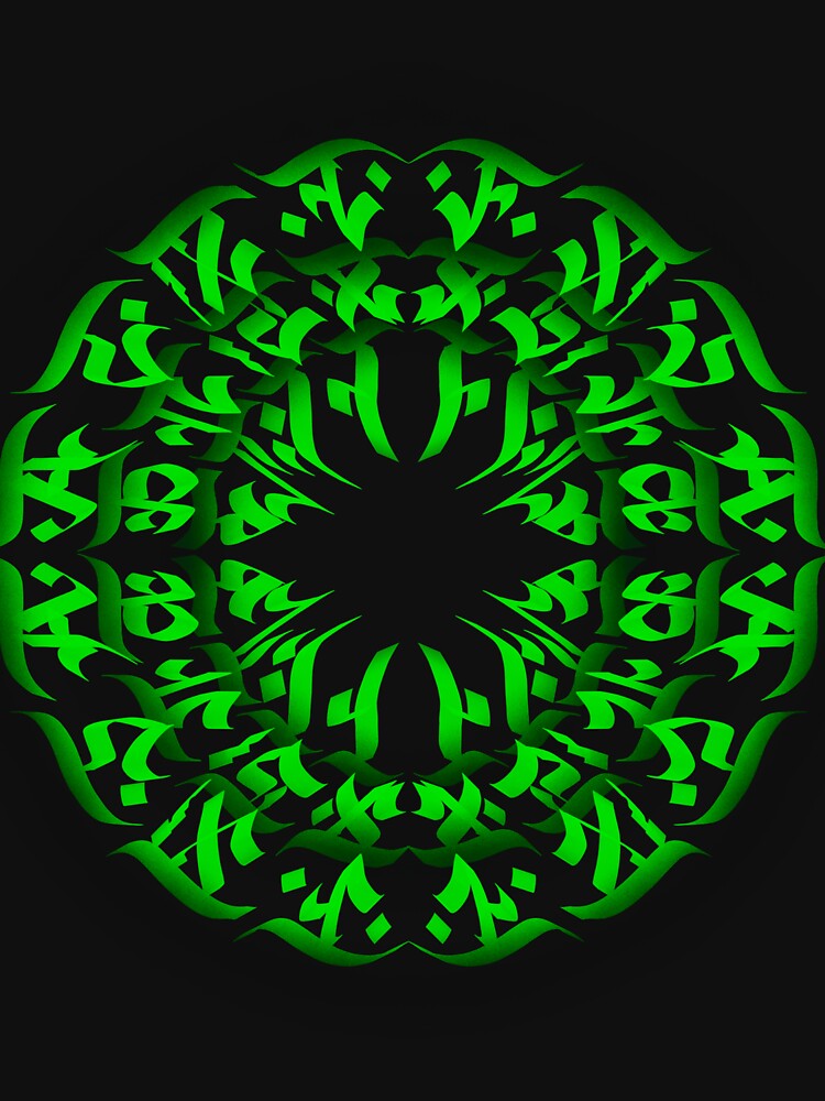Neon green Calligram by CyberhexPrints T-Shirts, Hoodie, Sweatshirt | BlankRebels.com (Image 3)