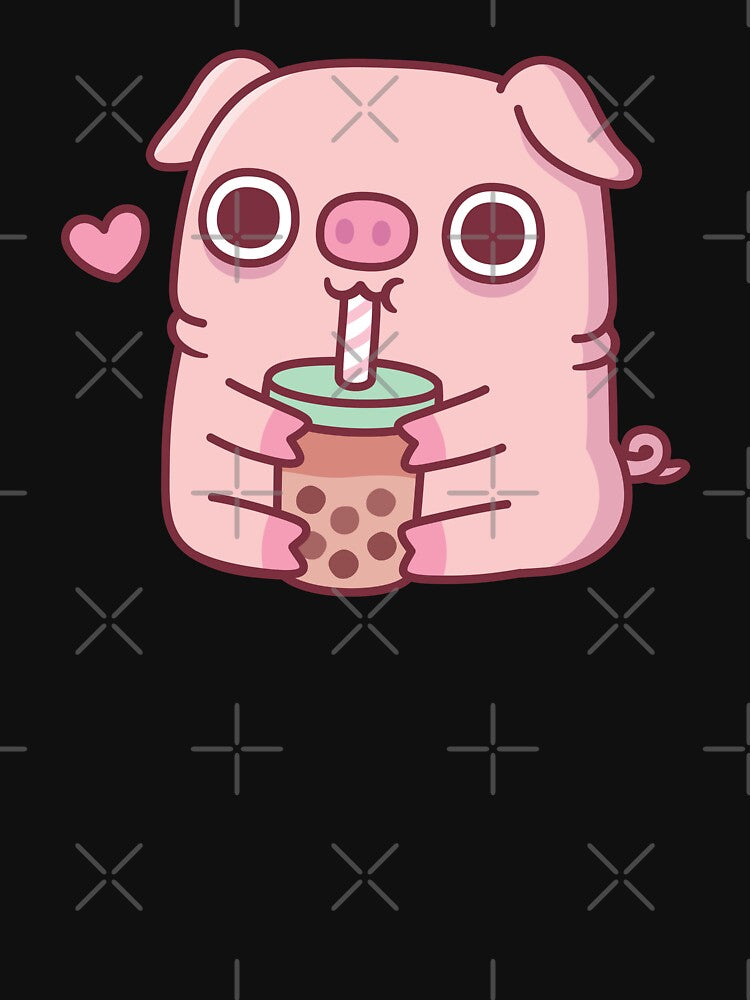 Cute Chubby Piggy Loves Drinking Bubble Tea by rustydoodle T-Shirts, Hoodie, Sweatshirt | BlankRebels.com (Image 3)