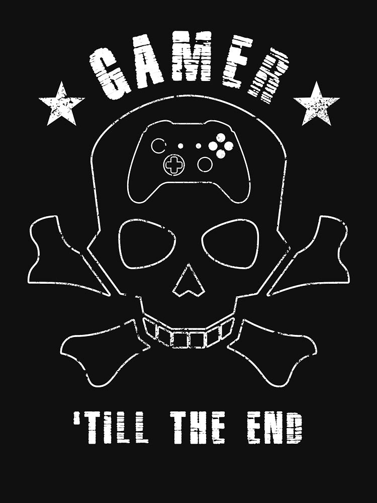 Gamer 'till The End Gaming Skull Badass Hardcore Gamer by sillyquestions T-Shirts, Hoodie, Sweatshirt (Image 3)